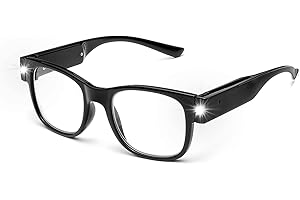 OKH Gafas de lectura con luz, lectores LED brillantes, gafas de lectura USB recargables para hombres y mujeres, gafas cuadradas