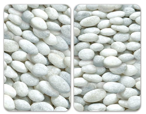 WENKO 2521300100 Herdabdeckplatte Universal Kieselsteine – 2er Set, für alle Herdarten, Gehärtetes Glas, 30 x 1.8-4.5 x 52 cm, Mehrfarbig - 4