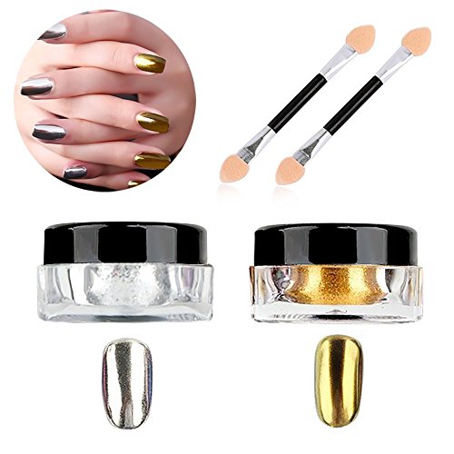 Art Weise Nagel Magisches Spiegel Puder, Gold und Silber 2 Farbe