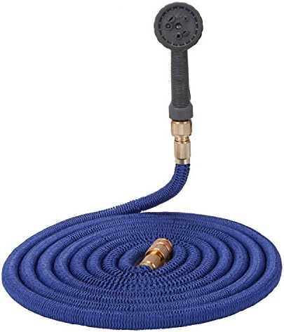 Eaglewill Flexible Garden Hose 100ft Extends, water hose Flexible, Garden Pond Stretchable (Blue 100FT)