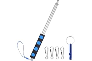 GVEYIQK 2m Teleskop Fahnenmast Set, Teleskop Fahnenmast, Handheld Teleskop Fahnenmast mit 4 Stücke Fahnenmast Clip Haken und 1 Trillerpfeife, Tragbarer Stab für Reiseleiter Lehrer Camping Lehrer