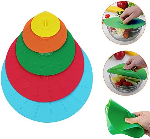 5 Sizes/Set Silicone Suction Seal Lid Cap Cup Bowl Microwave Food Storage Cover