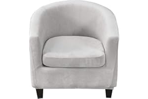 C/N Meigeh Fundas para Sillas Chesterfield Fundas para Sillas de Club Tullsta Elásticas de 2 Piezas Fundas de Terciopelo para Sofá 1 Plaza Gris Claro