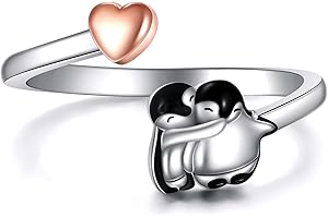 YFN Sterling Silver Cute Animal Ring Animal Jewelry Gift for Women Mothers (Size Adjustable)