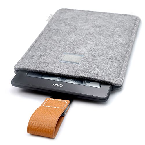 Inateck Kindle Paperwhite Hülle Case Filz Sleeve für Amazon neue Kindle Paperwhite 2015 300 PPI 3.Gen/ 2014/ 2013/ 2012 und Kindle Fire HD 6 20 cm x 14 cm, Verschluss mit Druckknopf, grau - 2