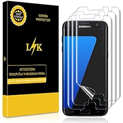 LK Protector de Pantalla para Galaxy S7 Edge [3 Pack] , Liquid Skin [Cobertura Total] [Sin Burbujas] HD Film Flexible Transparente con garantía de reemplazo de por Vida para Galaxy S7 Edge