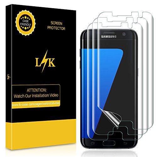 LK Protector de Pantalla para Galaxy S7 Edge [3 Pack] , Liquid Skin [Cobertura Total] [Sin Burbujas] HD Film Flexible Transparente con garantía de reemplazo de por Vida para Galaxy S7 Edge