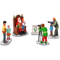 Lemax Village De Noël - Vendeur De Popcorn Avec 3 Personnages (Échelle 1/32)