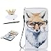 Produktbild Lenovo K5 Hülle, Lenovo K5 Schutzhülle Leder Hülle, Alfort 3 in 1 Flip Wallet Fashion Design Dual Use Falten Premium PU Leder Tasche Case Cover Folio Mappen Kasten Abdeckung für Lenovo K5 5.0" Smartphone Funktion Unterstützte Telefone mit Fuchs ( Weiß ) + Netter Staub Stecker + Alfort Schwarz Stylus Pen