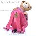 Babyhugs® Kids Walker Safety Harness Back pack with detachable soft toy Reins - Pink Bag with Cute Stripes Teddy Bear