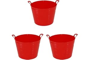 M1SS 3x 26L Litre Small Flexi Tub Garden Home Flexible Colour Storage Container Bucket Polyethylene Flexi Tub- MADE IN U.K (Red)