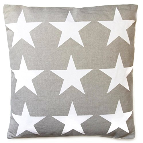 Bada Bing 2er Set Kissen Stern hell grau mit weißen Sternen 1 + 9 Vintage - 3