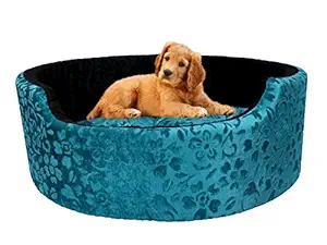 Amit Brothers Round Shape Pet Bed (Green, Large)