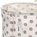 Sea Team 19.7 Large Sized Waterproof Coating Ramie Cotton Fabric Folding Laundry Hamper Bucket Cylindric Burlap Canvas Storage Basket with Stylish Grey Polka Dot Design by Sea Team - 5