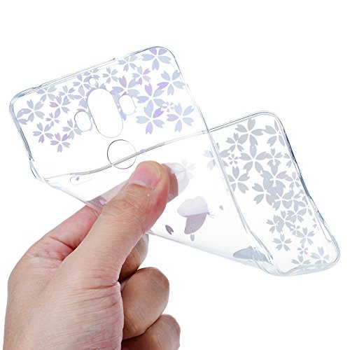 Funda Huawei Mate 9 Silicona Transparente  Gel TPU Ultra Delgado - Mavis s Diary Suave Cover Carcasa Case Bumper Shock-Absorci  n y Anti-Ara  azos - Mariposa y Flor