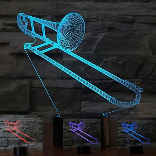 New 3D Saxphone Trombone Night Light Illusion Lamp 7 Color Change LED Touch USB Table Gift Kids Toys Decor Decorations Christmas Valentines Gift
