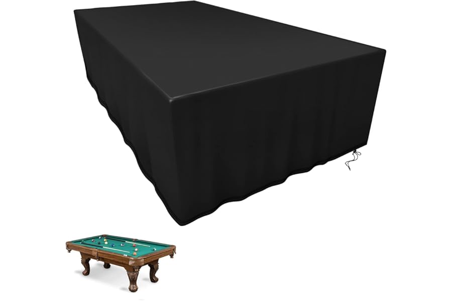Fenghome Waterproof Pool Table Cover, 7/8 ft Dustproof Oxford Fabric Billiard Table Protector with Drawstring for Indoor Outdoor Use - 260x135x82cm