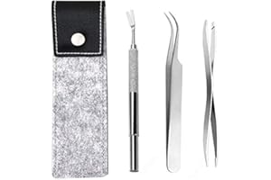 PROZADALAN Zeckenentferner, Zeckenzange Zeckenpinzette mit 3er Set aus rostfreiem Edelstahl Profi-Qualität - Problemlos Zecken entfernen - Zeckenhaken für Hunde, Katzen（Aufbewahrungsbox aus Filz） (Silber)