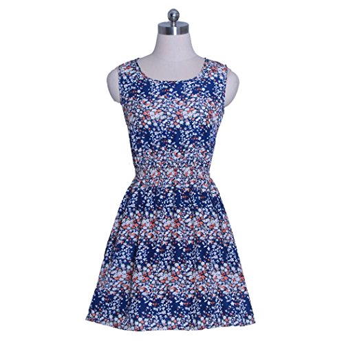 Womens Floral Chiffon Sleeveless Dress O Neck Short Tunic Tank | Desertcart  BAHRAIN