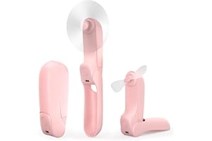 Koonie Mini Handventilator, 3-in-1 Handventilator,Tragbarer Ventilator mit 2 Windgeschwindigkeit & 8 Stunden, USB wiederaufladbarer mit Powerbank,für Reisen,Büro,Draußen,Sommer-Rosa