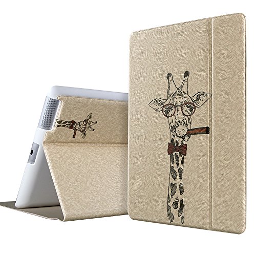 iPad 2 3 4 Hülle, ESR® Illustrator Series PU Ledertasche mit Auto aufwachen/Schlaf Funktion Schutzhülle für iPad 2/3/4 (Gigant Giraffe)