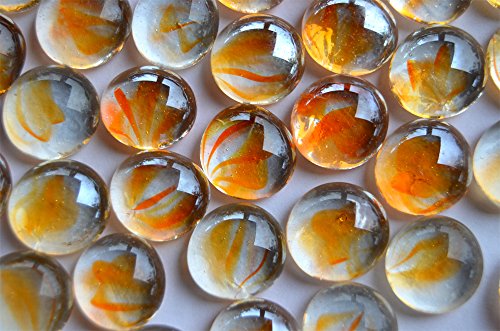 40 St. Glasnuggets a 13-16 mm Deko Mosaiksteine transparent orange marmoriet -gemustert ca. 110g. - 2