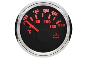 ELING Universal Auto ATV UTV Wassertemperaturanzeige Temperaturanzeige Messgerät 40–120 ℃ Grad 2 Zoll (52 mm) 9–32 V mit Hintergrundbeleuchtung Wasserdicht