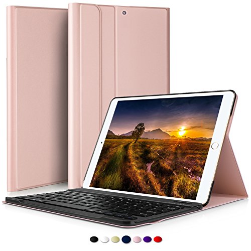IVSO iPad Pro 10.5 QWERTZ Tastatur, Abnehmbare Wireless Bluetooth Tastatur Schutzhülle mit Standfunction Für Apple iPad Pro 10.5 Tablet, Rosegold