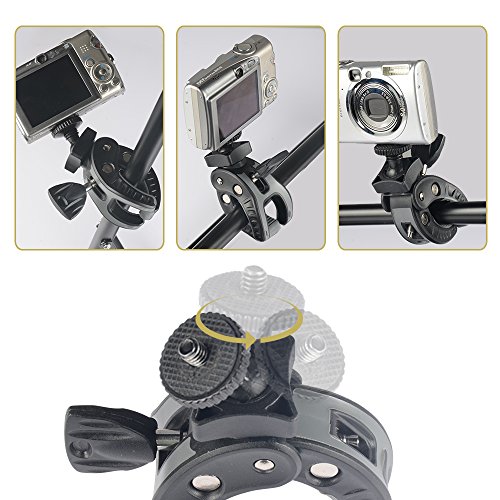 UTEBIT DSLR Camera Clamp Max Load 2.5Kg + Cellphone Tripod Adapter Set 5.4-10.2cm Smartphone Tripod Mount for 4-6.8 Inch Phone 17-35mm Bicycle Handlebar Mount for Pipe, Bike Motorcycle Handbar