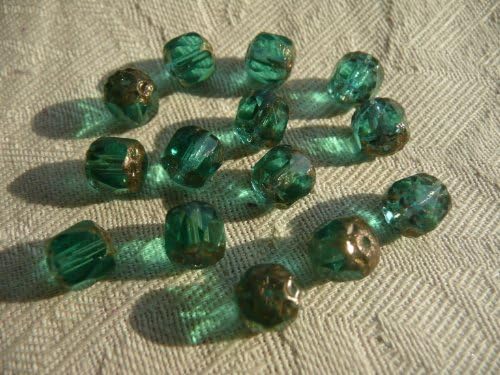 25 7mm Czech Fire Polished Transparent Cathedral Beads Teal