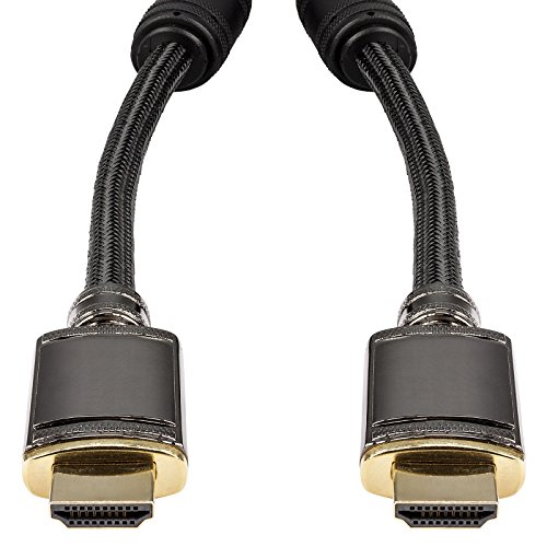 rocabo HDMI-Kabel 2,5m – High Speed mit Ethernet – 4k ULTRA-HD kompatibel – Ferrit-Filter – 24k vergoldete Kontakte – Nylonmantel – 2160p/1080p FULL-HD – 3D / ARC / CEC – für TV, Beamer, Blu-Ray, Konsolen - 2