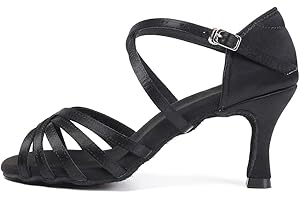 SWDZM Femmes Chaussures de Danse Latine Satin Bout Ouvert de Salon Standard Salsa Chaussures de Danse,Model 1213DB