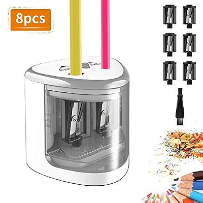 TOPERSUN Taille-Crayon Électrique pour Enfant avec Double Trous 6-12mm Alimenté par 4 Piles AA pour Dessin Bureau Classe Et Famille