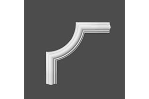 CREATE LUXURY GRAND DECOR Angoli per cornici boiserie da parete, in duropolimero bianco robusto (meglio del polistirolo e gesso), da applicare a muro, 12 pezzi da 1 metro (HCR516-1 (4 angoli)