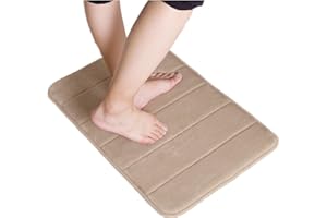 VSUSN Memory Foam Bathroom Rug Non-Slip Bath Mat Absorbent Bath Mats Shower Mats, Microfibre, Camel, 30 x 50 cm