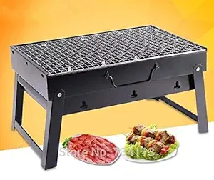 grofly Small Portable BBQ Briefcase Style Folding Grill Toaster (Black)(L-14 x W-11 x H-9 in)