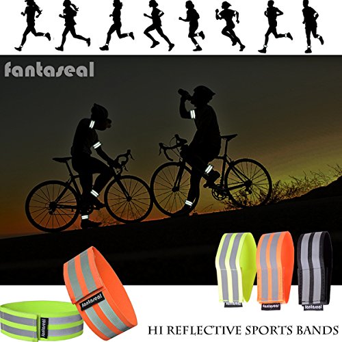 Fantaseal® Sport Reflektoren Band Kit Radsport Reflektoren Running Reflektor Outdoor Reflektoren Fahrrad Reflektoren Armband Reflektierend Handgelenk Reflexband Laufen Reflektoren Armband Hochsichtbar Reflektor Band Nachtsport Gear Bodyreflektor Reflektierenden Klettbänder Leuchtband Reflex Manschette Reflective Cuffs Band Reflektorbänder für Skifahren Fahrradfahren Motorradfahren Reiten Joggen Klettern Wandern Trekking Abenteuer, Reflektierendes Band (Schwarz, 4Pcs, 31+37CM) - 5