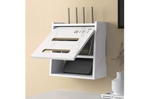 HFGHGDF Caja Oculta del Enrutador Caja Router Pared Router WiFi Rack Montaje en Pared/Suelo Estante de Almacenamiento de Pared para Sala de Estar, TV, Estante para decoración del hogar(White)