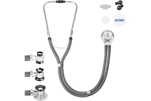 SCIAN Stéthoscope Sprague Rappaport pour médecins, infirmières, étudiants en médecine, stéthoscope cardiologie multifonctionnel à double pavillon avec clochette pour adultes, enfants et nourrissons