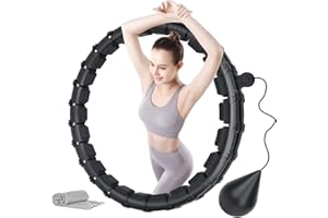 ZHAILYN Fitness Hula Hoops, Cerceau de Fitness, avec 24 Nœuds Détachables et Balle de Poids, Massage Cerceau Hula Hoop, pour Débutants, Adultes, Enfantsla Maison, la Salle de Sport (Noir)