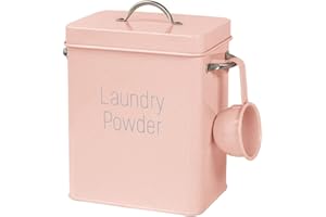 HUDHOWKS almacenamiento polvo para lavandería, diseño vintage, cubo cuadrado para lavar el hogar, caja almacenamiento polvo con tapa y cuchara detergente para polvo, pequeño 4 litros