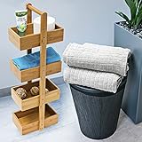 Relaxdays Bambus Badregal H x B x T: 75 x 25 x 18 cm Praktisches Badezimmerregal als Ablageständer mit 4 Körben als Bambus-Butler Korbregal aus natürlichem Holz für Badezimmer und Feuchträume, natur - 2