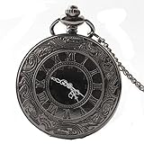 Easy Go Shopping Taschenuhr Vintage Schwarz Quarz Taschenuhr Kreative Roman Numberals Uhr Mit Kette