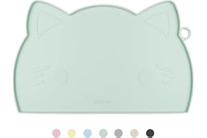 Coomazy Cat Food Mat Silicone Pet Feeding Mat for Dogs and Cats Non Slip Dog Bowl Mat for Food and Water Green
