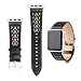 Produktbild KOBWA 38 mm 42 mm ausgehöhltes geschnitzt Mustern aus echtem Leder Ersatz Band Strap für Apple Watch iWatch mit Exquisite Verpackung, schwarz
