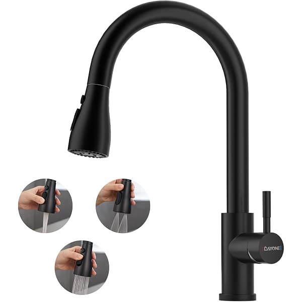 Pfister Alderwood Kitchen Faucet with Pull Down Sprayer and Soap Dispenser, Single Handle, Matte Black Finish, F5297AWB
