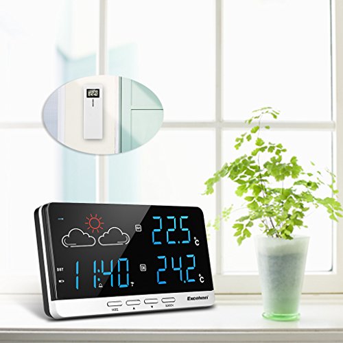 Excelvan Color Wireless Wetterstation Thermometer Hygrometer Funkwetterstationen LCD Display mit vorhersage Temperatur Außensensor - 8