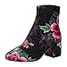 Produktbild Junjie Damenmode Round Toe Rutschfeste Schuhe Blumendrucken Starke Ferse Martin Stiefel Frühling Herbst Winter Flock Zipper