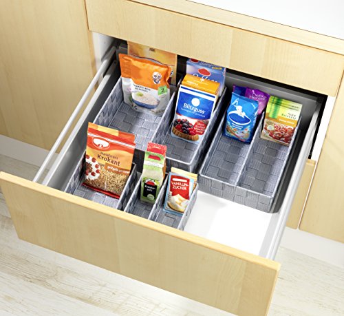 Wenko 54050100 Küchenorganizer Adria L mit variabler Trennwand, Polypropylen, grau, 26 x 26 x 9 cm - 6