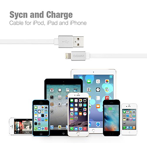 [Apple MFI zertifiziert] Lightning Kabel, GGMM® Lightning zu USB Kabel Syncwire Datenkabel Ladekabel Dauerhaftes Flachkabel mit Aluminiumgehäuse 3.3ft. / 1M für iPhone 7 7 Plus SE 6s 6 Plus 6 5S 5C 5, iPad Air 2, Mini 3, iPod 5 und iPod Nano 7 usw. (Silber) - 5
